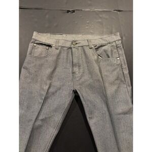 Red Ape Men's Vintage Grey Denim Straight Leg Jeans with Varsity Patch - 40Wx31L